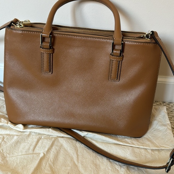 Tory Burch Tigers Eye Brown Saffiano Leather Robinson Mini Double-Zip Tote - Picture 6 of 17